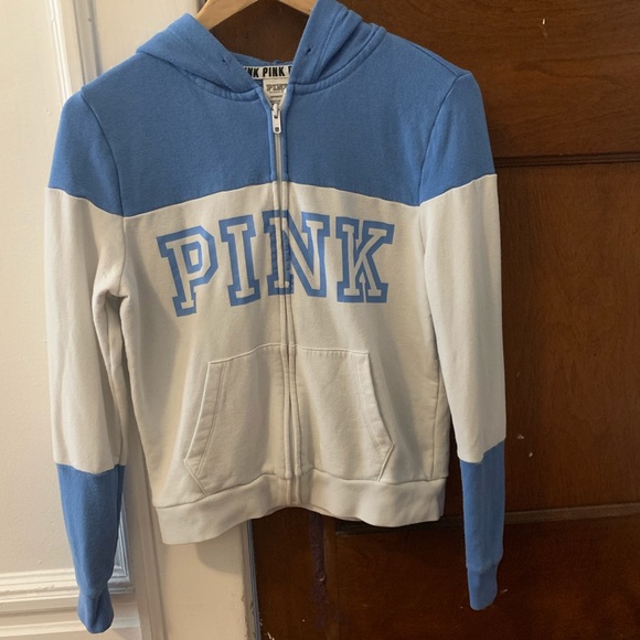 Blue and white Pink zip up sweatshirt - Picture 1 of 4